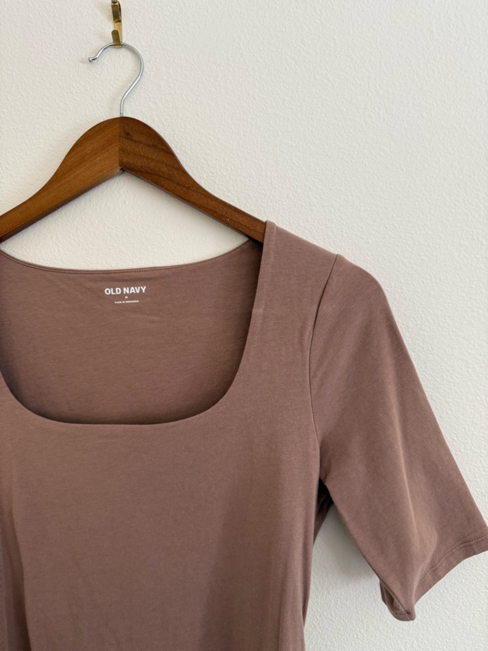 Old Navy Mauve-Taupe Square Neck Short Sleeve Top